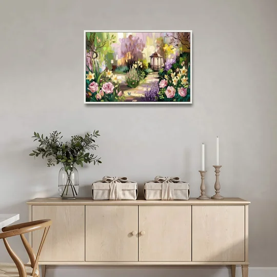 Norfolk Botanical Gardens - White Framed Canvas Wall Art - Coffee Table - 36x24