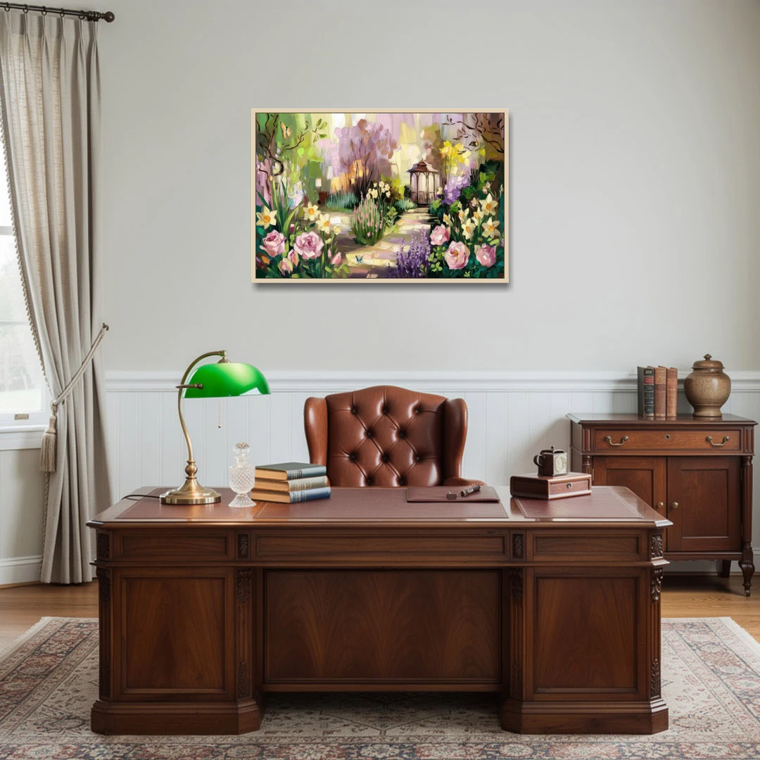 Norfolk Botanical Gardens - Oak Framed Canvas Wall Art - Office - 36x24