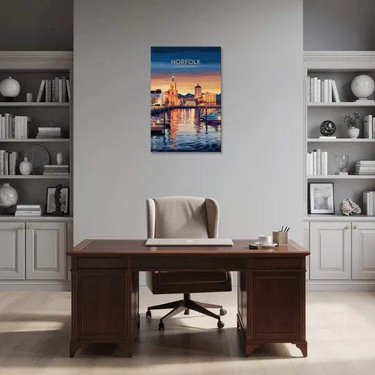 Norfolk Historic Downtown - Canvas Wall Art - Office - 24x36