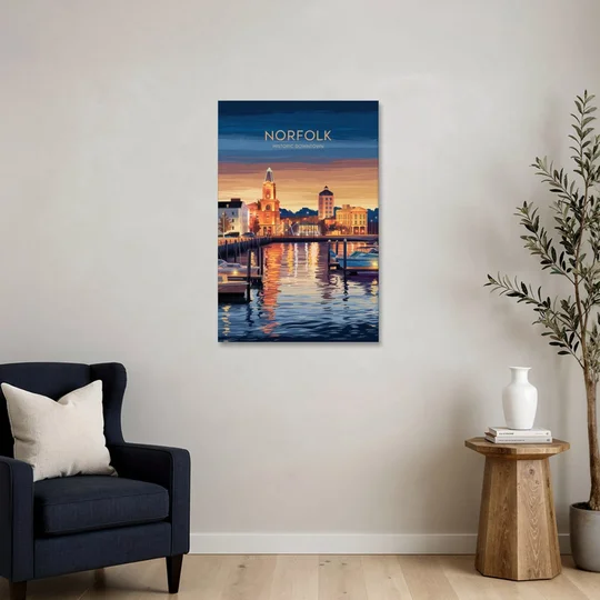 Norfolk Historic Downtown - Canvas Wall Art - Sofa - 24x36