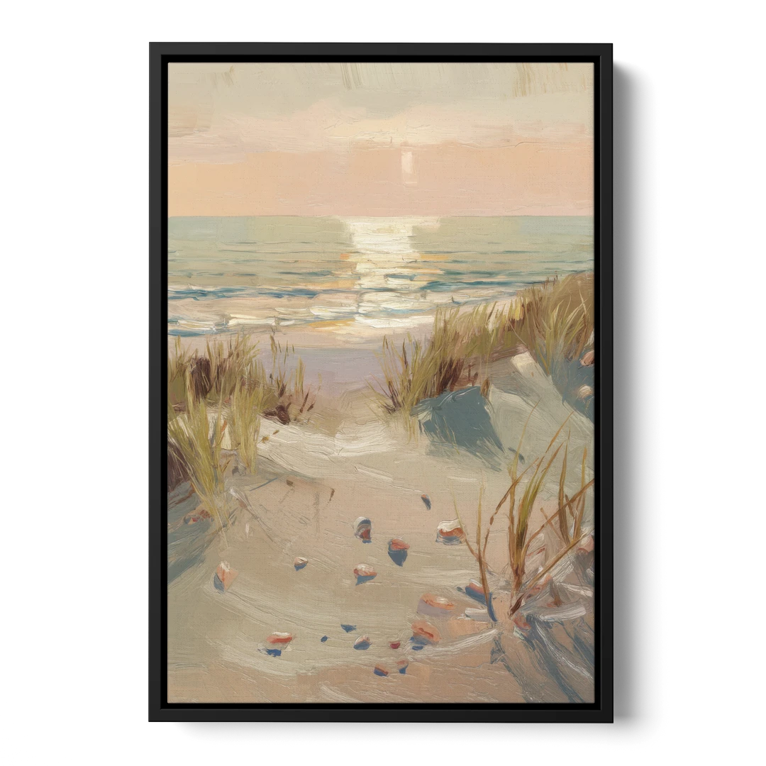 Norfolk Oceanfront Serenity - Black Framed Canvas Wall Art - Front