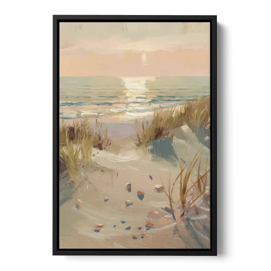 Norfolk Oceanfront Serenity - Black Framed Canvas Wall Art - Front