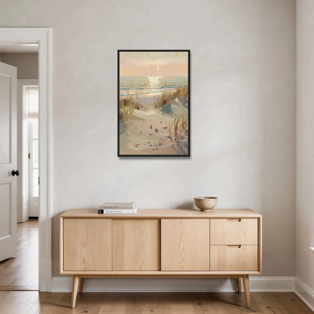 Norfolk Oceanfront Serenity - Black Framed Canvas Wall Art - Coffee Table - 24x36