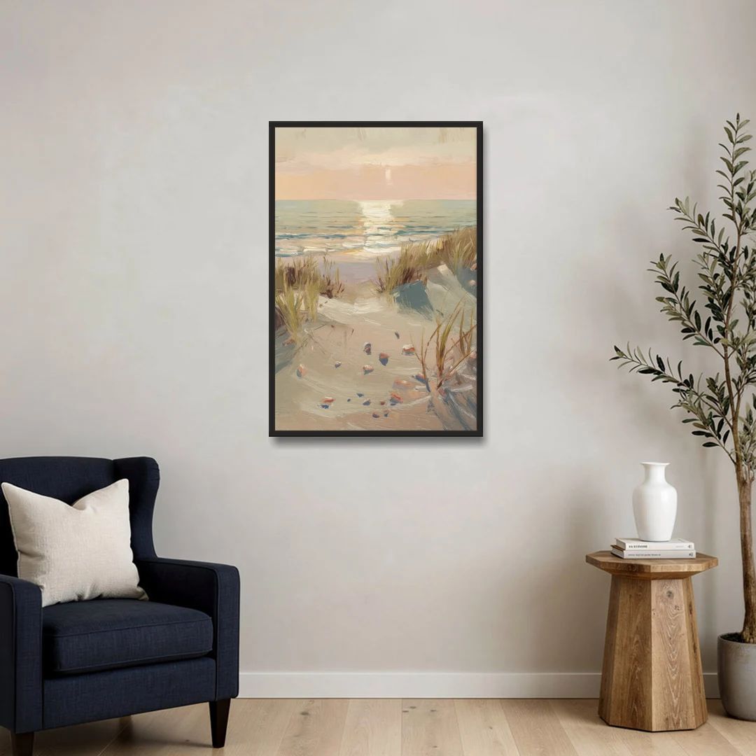 Norfolk Oceanfront Serenity - Black Framed Canvas Wall Art - Sofa - 24x36