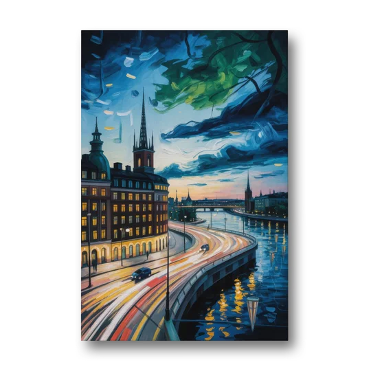 Norrmalm Nights - Canvas Wall Art - Front