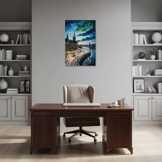 Norrmalm Nights - Canvas Wall Art - Office - 24x36