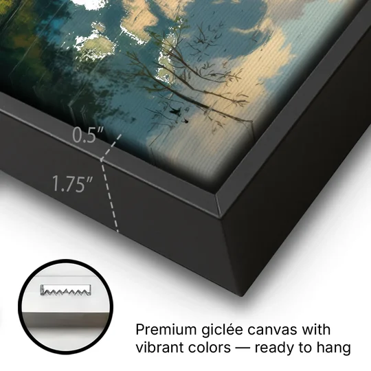 North Shore Mountains - Black Framed Canvas Wall Art - Gallery Wrap Corner