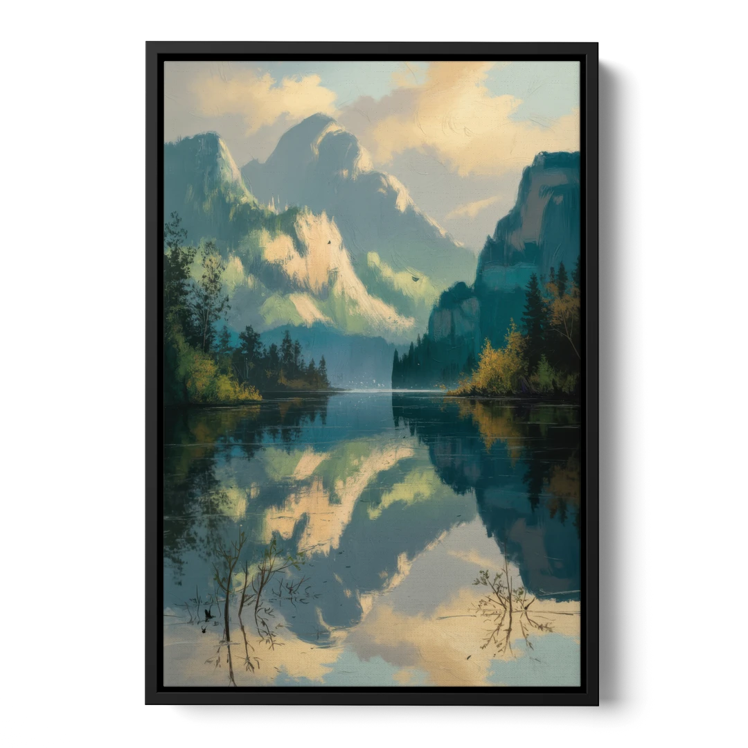 North Shore Mountains - Black Framed Canvas Wall Art - Front