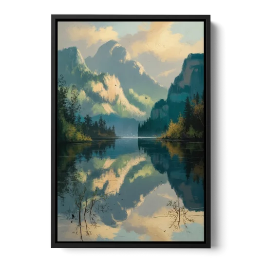 North Shore Mountains - Black Framed Canvas Wall Art - Front
