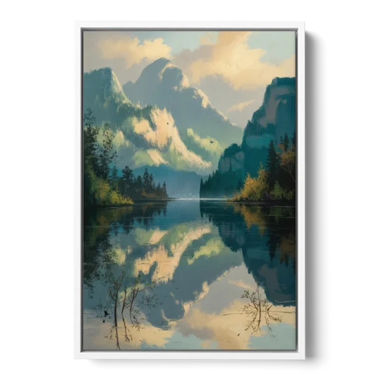 North Shore Mountains - White Framed Canvas Wall Art - Front