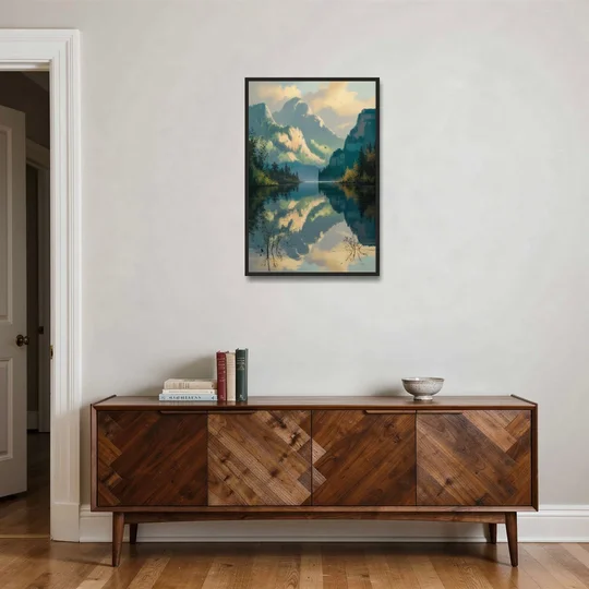 North Shore Mountains - Black Framed Canvas Wall Art - Coffee Table - 24x36