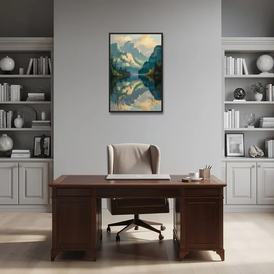 North Shore Mountains - Black Framed Canvas Wall Art - Office - 24x36