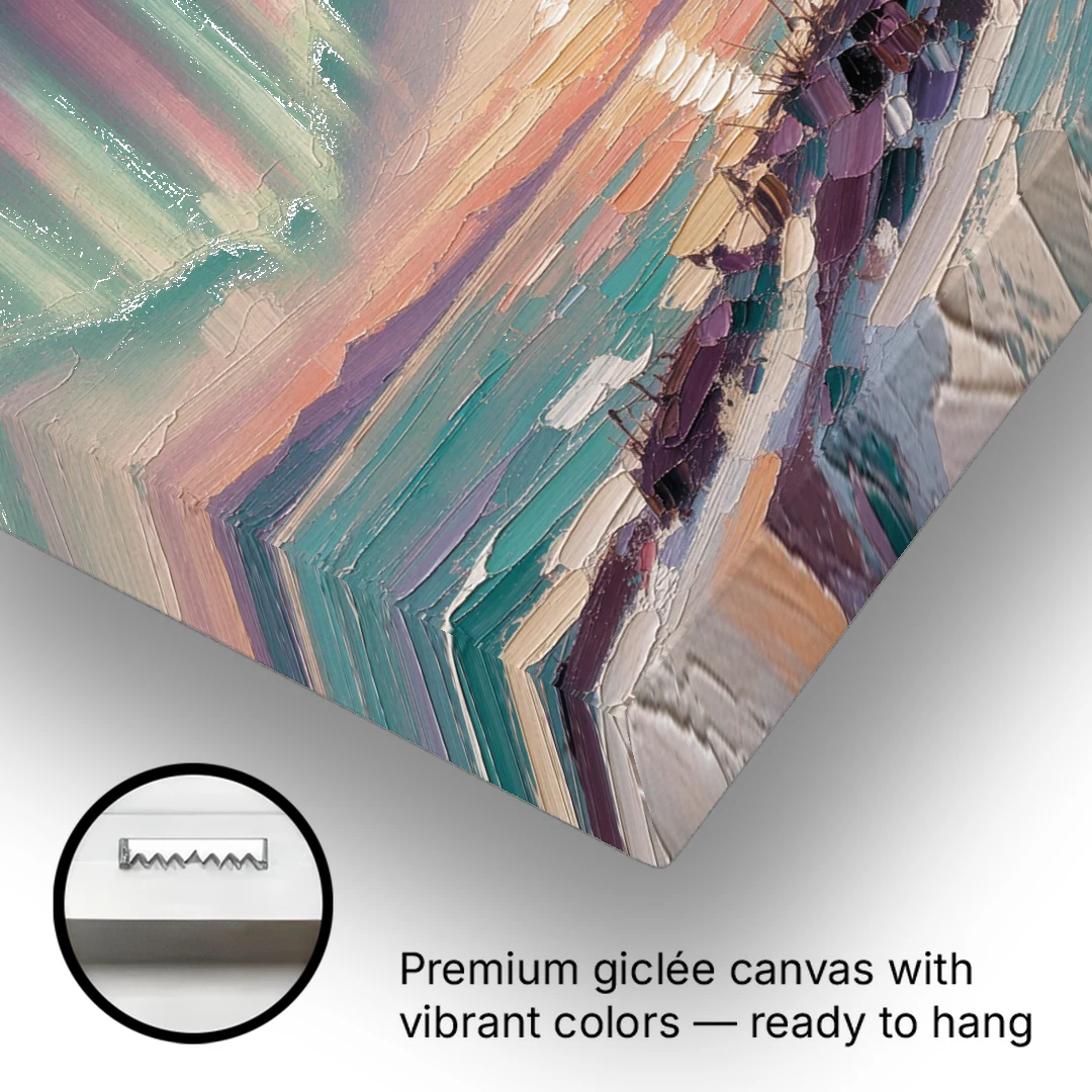Northern Lights Reindeer on the Ridge for the Living Room - Canvas Wall Art - Gallery Wrap Corner
