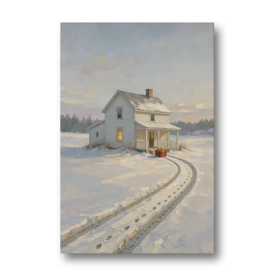 Nostalgic Christmas Painting with a Porch Gift - Canvas Wall Art - Front