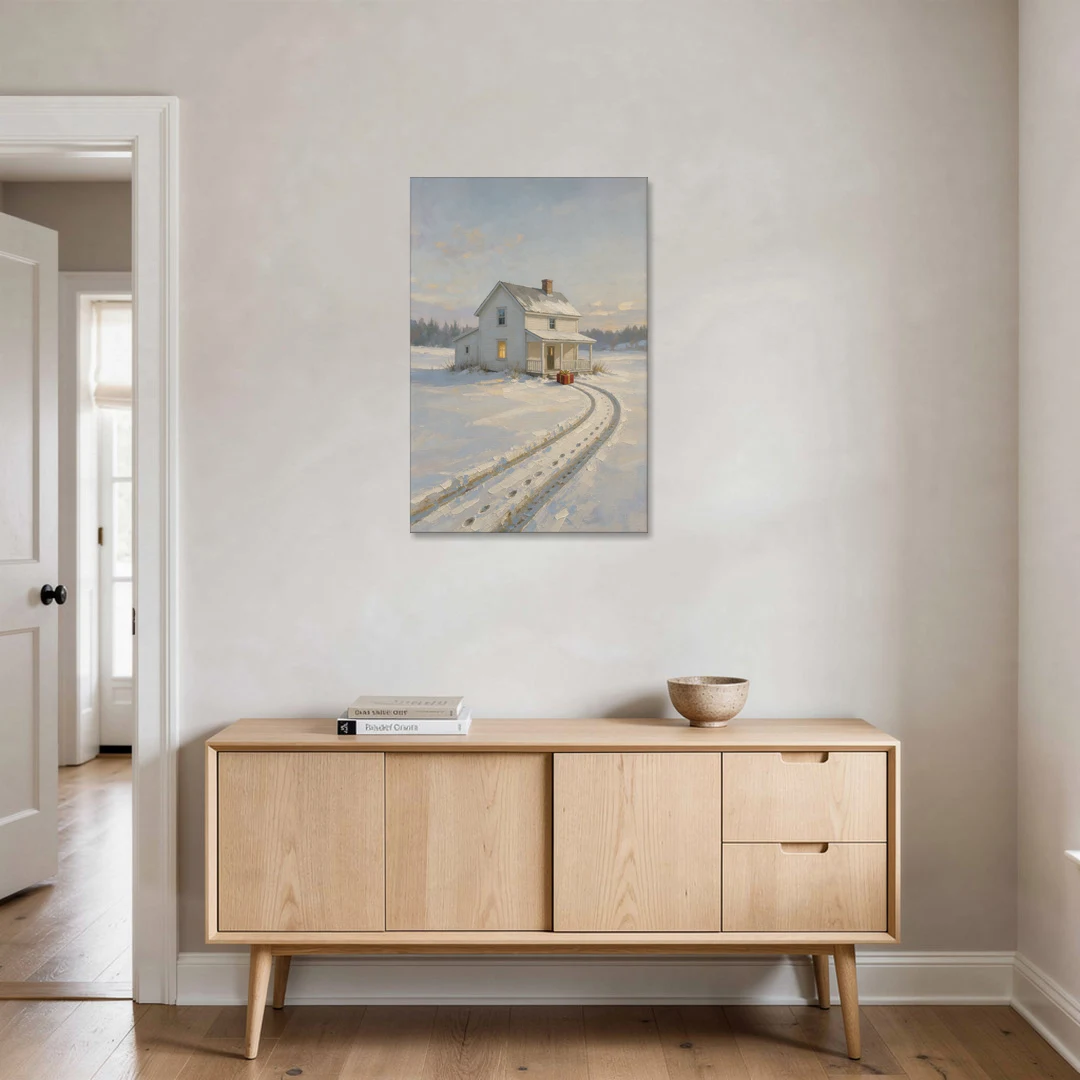 Nostalgic Christmas Painting with a Porch Gift - Canvas Wall Art - Coffee Table - 24x36