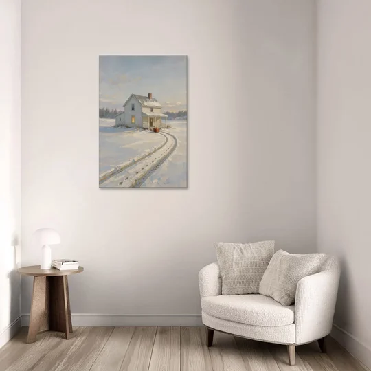 Nostalgic Christmas Painting with a Porch Gift - Canvas Wall Art - Sofa - 24x36