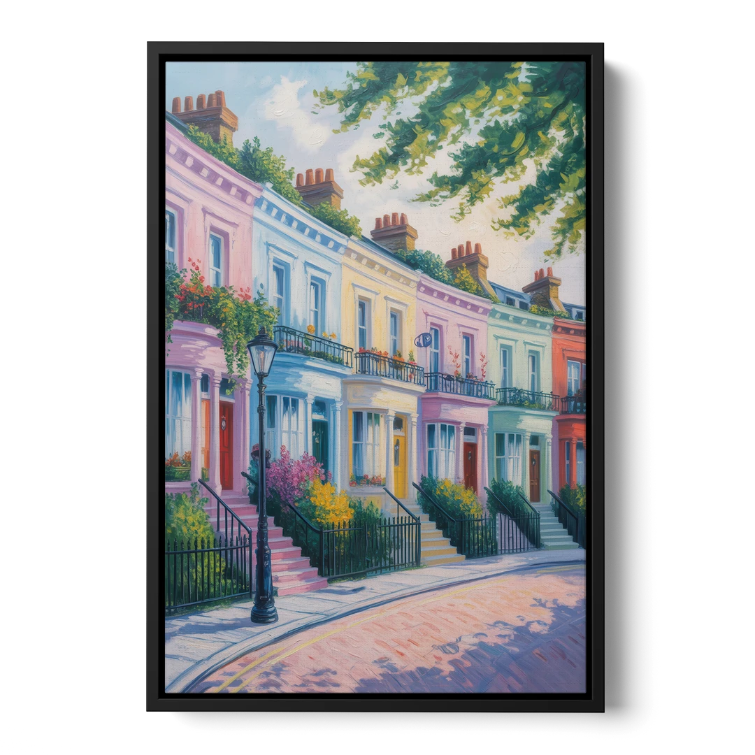 Notting Hill Colors - Black Framed Canvas Wall Art - Front