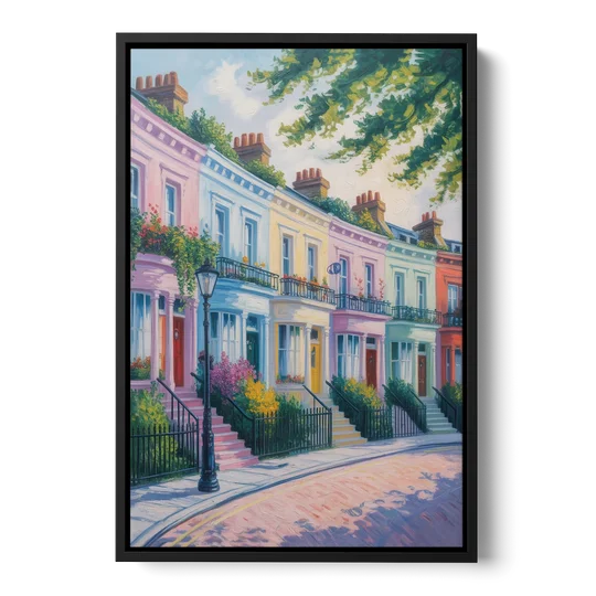 Notting Hill Colors - Black Framed Canvas Wall Art - Front