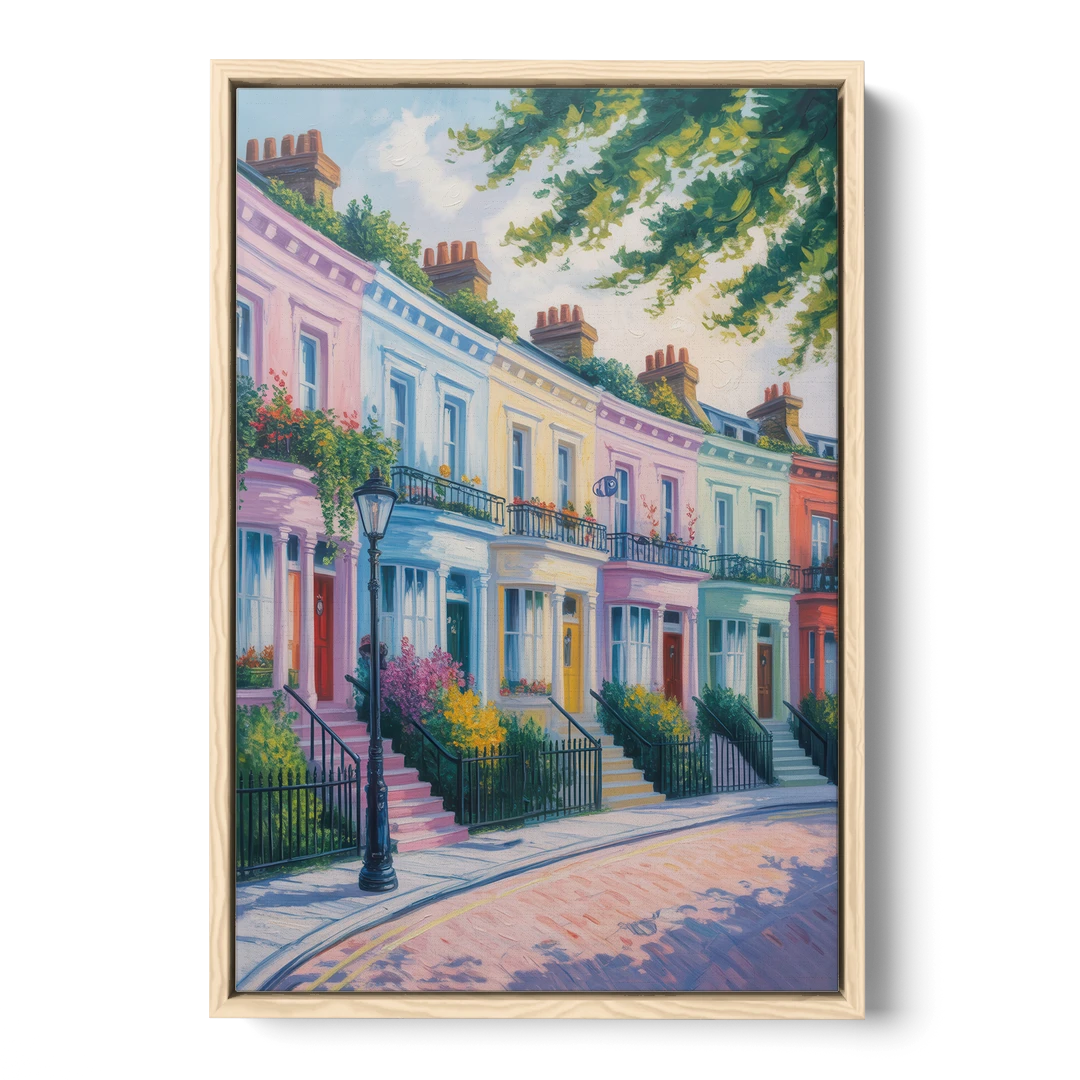 Notting Hill Colors - Oak Framed Canvas Wall Art - Front