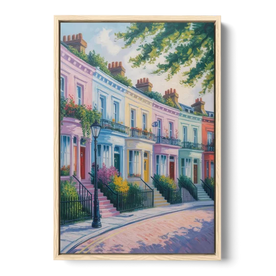 Notting Hill Colors - Oak Framed Canvas Wall Art - Front