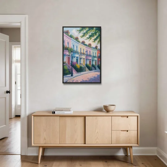 Notting Hill Colors - Black Framed Canvas Wall Art - Coffee Table - 24x36