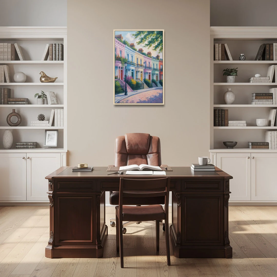Notting Hill Colors - Oak Framed Canvas Wall Art - Office - 24x36