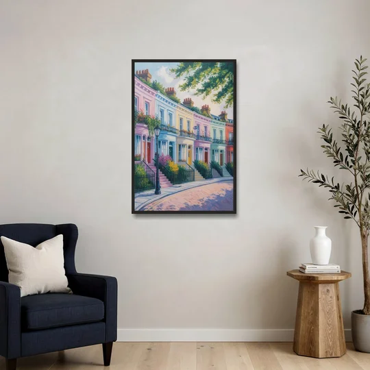 Notting Hill Colors - Black Framed Canvas Wall Art - Sofa - 24x36