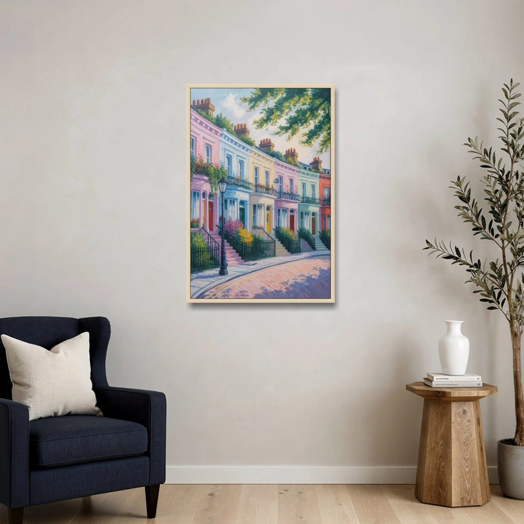 Notting Hill Colors - Oak Framed Canvas Wall Art - Sofa - 24x36