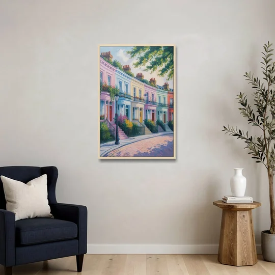 Notting Hill Colors - Oak Framed Canvas Wall Art - Sofa - 24x36