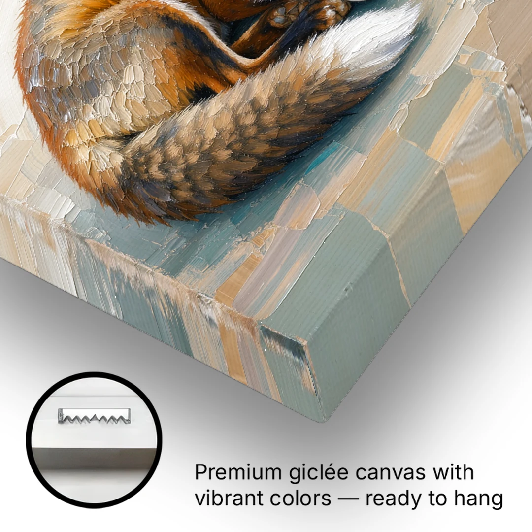 Nursery Wall Art Woodland Sleeping Fox Kit - Canvas Wall Art - Gallery Wrap Corner