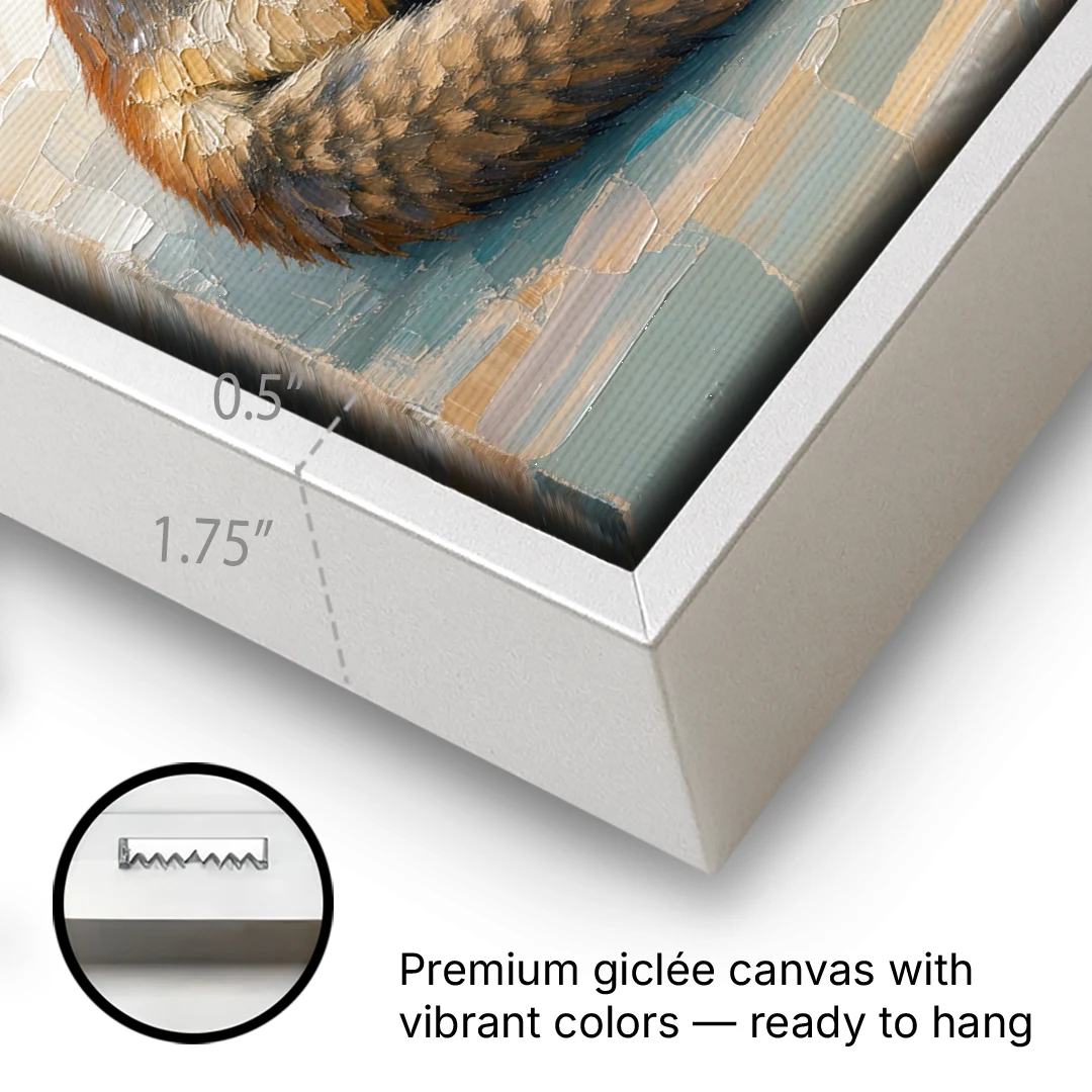 Nursery Wall Art Woodland Sleeping Fox Kit - White Framed Canvas Wall Art - Gallery Wrap Corner