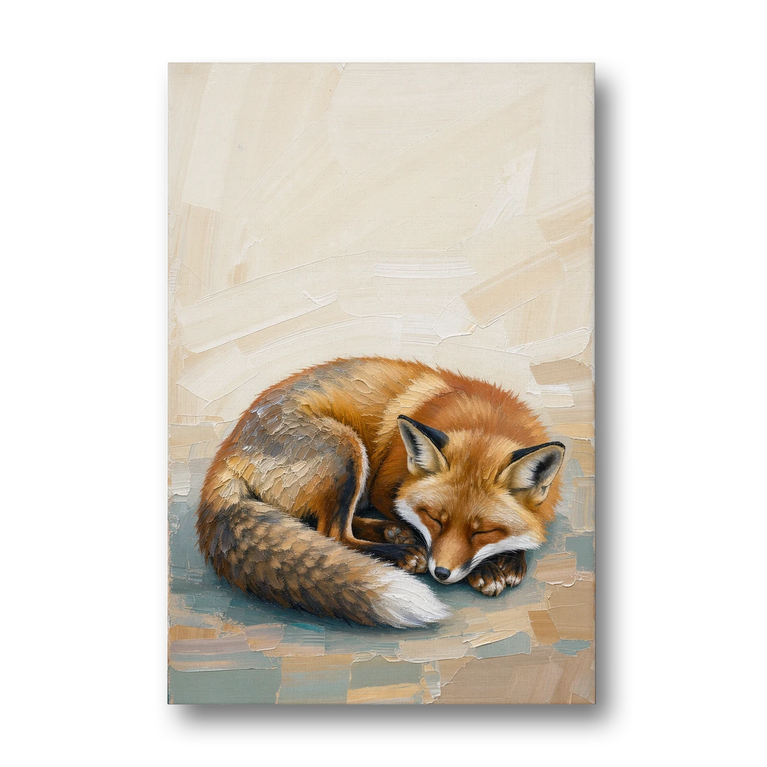 Nursery Wall Art Woodland Sleeping Fox Kit - Canvas Wall Art - Front