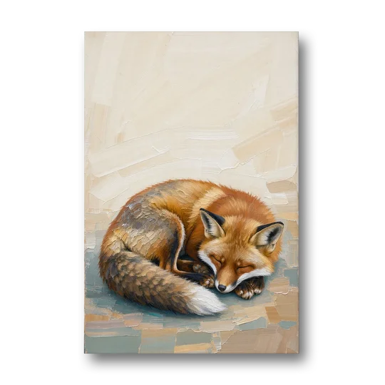 Nursery Wall Art Woodland Sleeping Fox Kit - Canvas Wall Art - Front