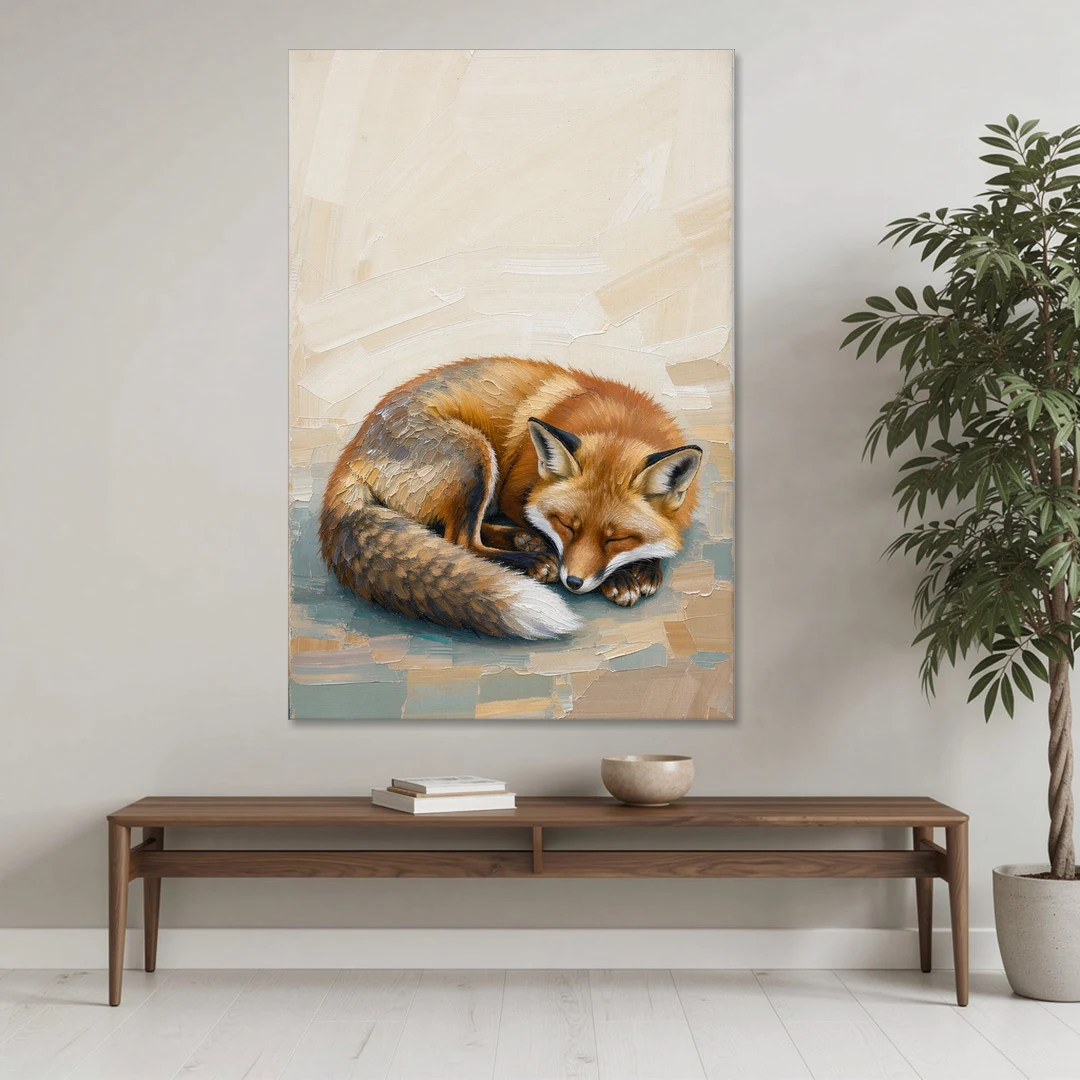 Nursery Wall Art Woodland Sleeping Fox Kit - Canvas Wall Art - Coffee Table - 40x60