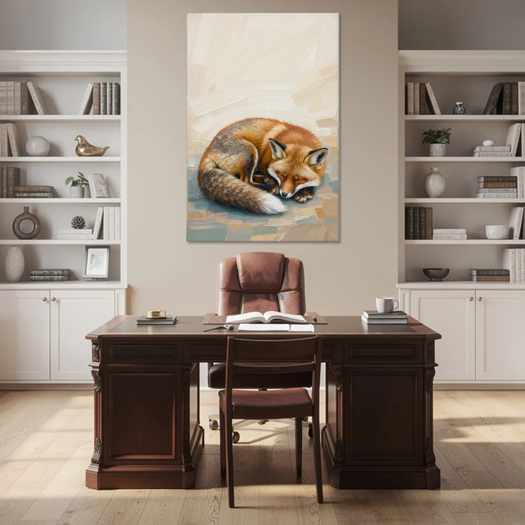 Nursery Wall Art Woodland Sleeping Fox Kit - Canvas Wall Art - Office - 40x60