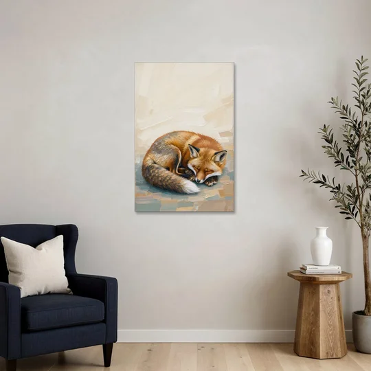 Nursery Wall Art Woodland Sleeping Fox Kit - Canvas Wall Art - Sofa - 24x36