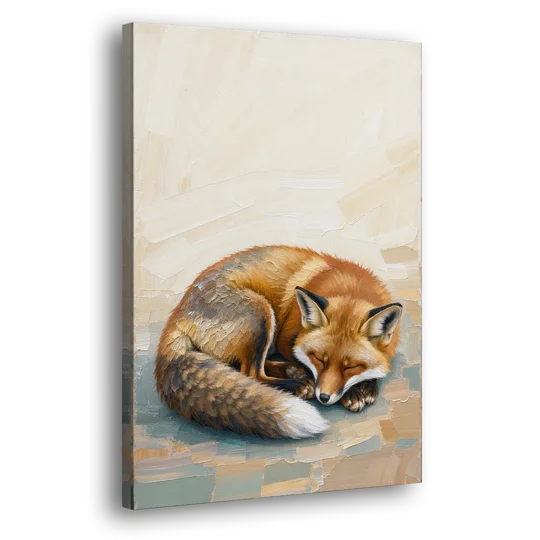 Nursery Wall Art Woodland Sleeping Fox Kit - Canvas Wall Art - Side