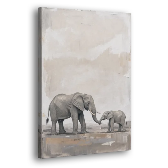 Nursery Wall Decor Above Crib with Elephant Trunks Touching - Canvas Wall Art - Side