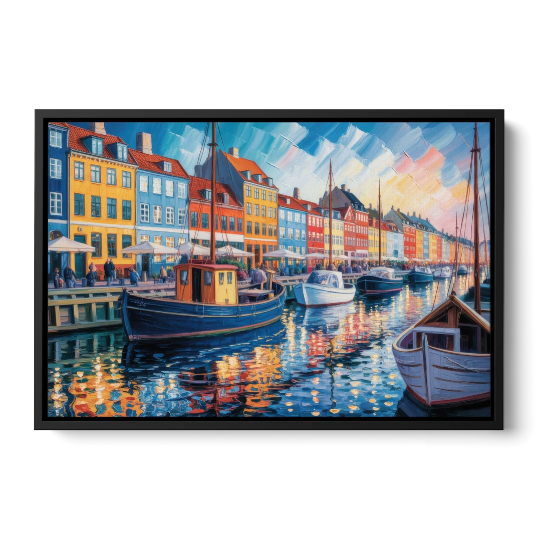 Nyhavn Serenity - Black Framed Canvas Wall Art - Front