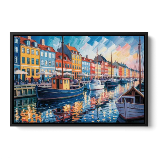 Nyhavn Serenity - Black Framed Canvas Wall Art - Front
