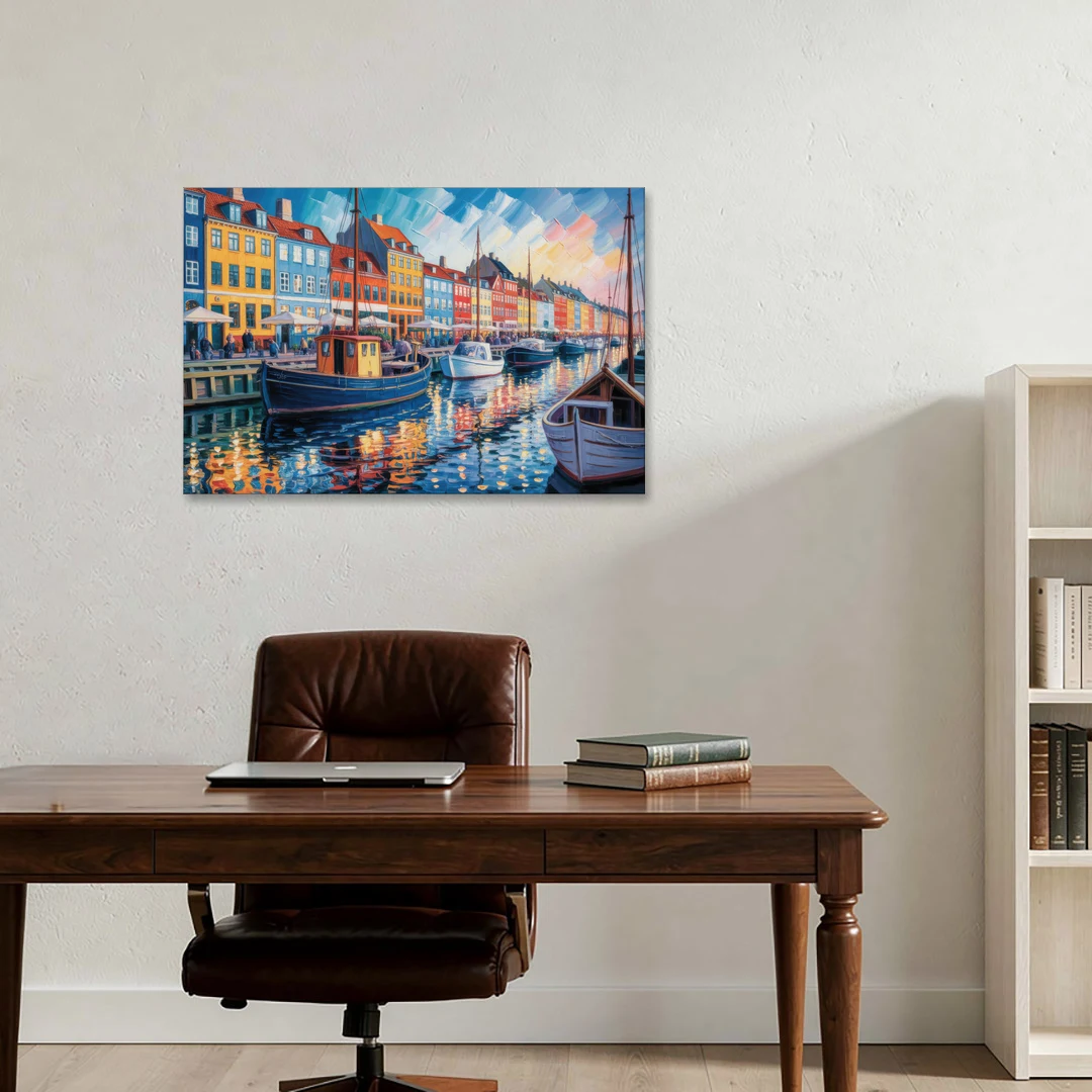 Nyhavn Serenity - Canvas Wall Art - Office - 36x24