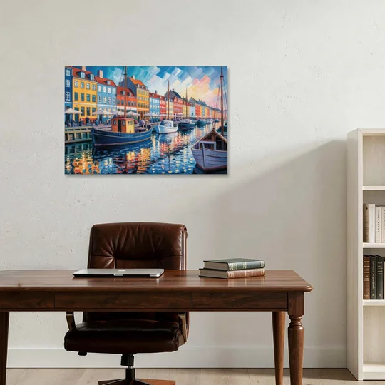 Nyhavn Serenity - Canvas Wall Art - Office - 36x24
