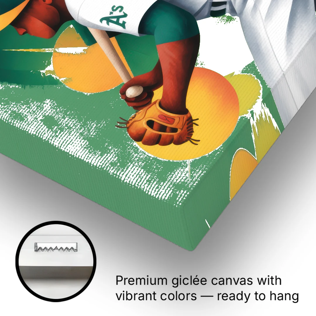 Oakland Athletics Abstract Baseball Energy - Canvas Wall Art - Gallery Wrap Corner