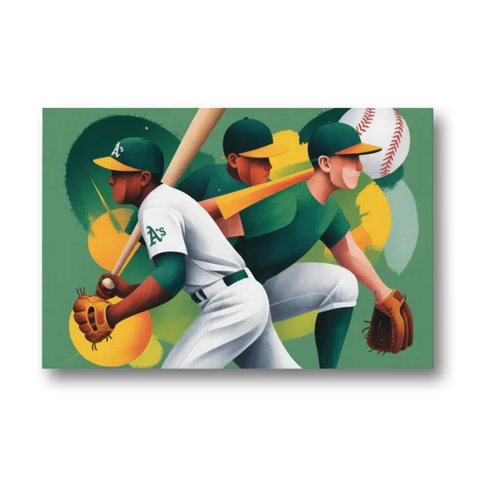 Oakland Athletics Abstract Baseball Energy - Canvas Wall Art - Front