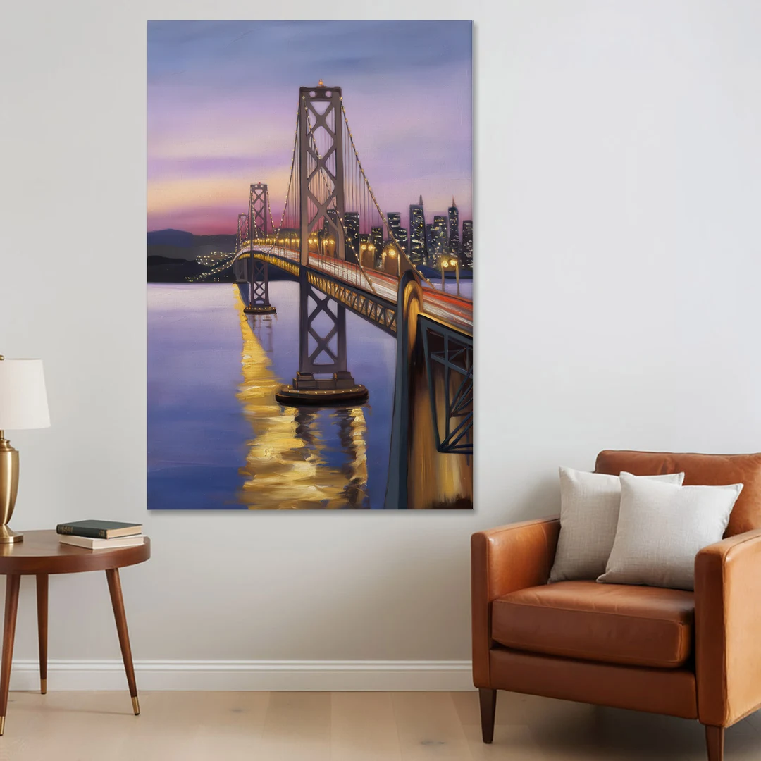 Oakland Bay Bridge View - Canvas Wall Art - Sofa - 40x60
