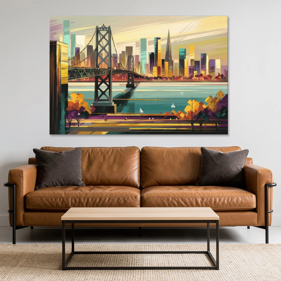 Oakland Downtown Vibes - Canvas Wall Art - Sofa - 60x40