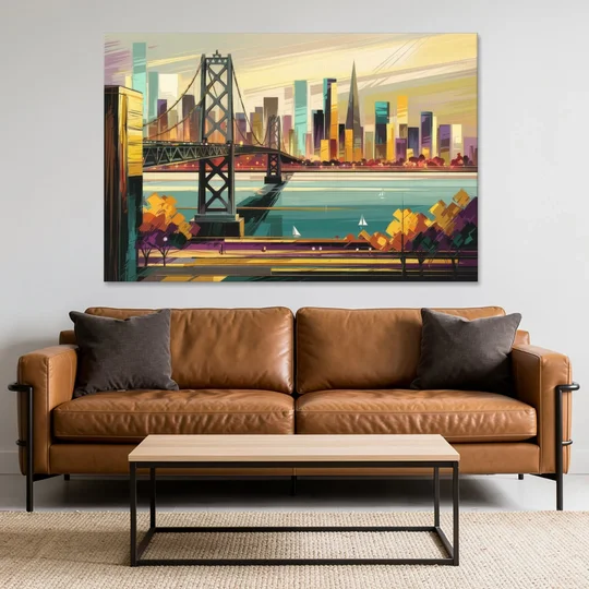 Oakland Downtown Vibes - Canvas Wall Art - Sofa - 60x40