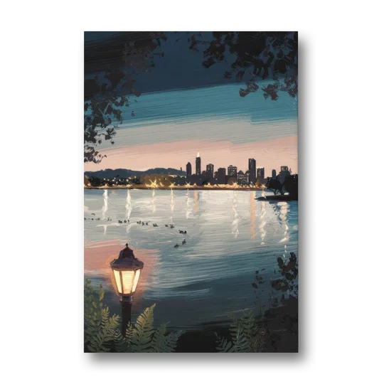 Oakland Lake Merritt Reflection - Canvas Wall Art - Front