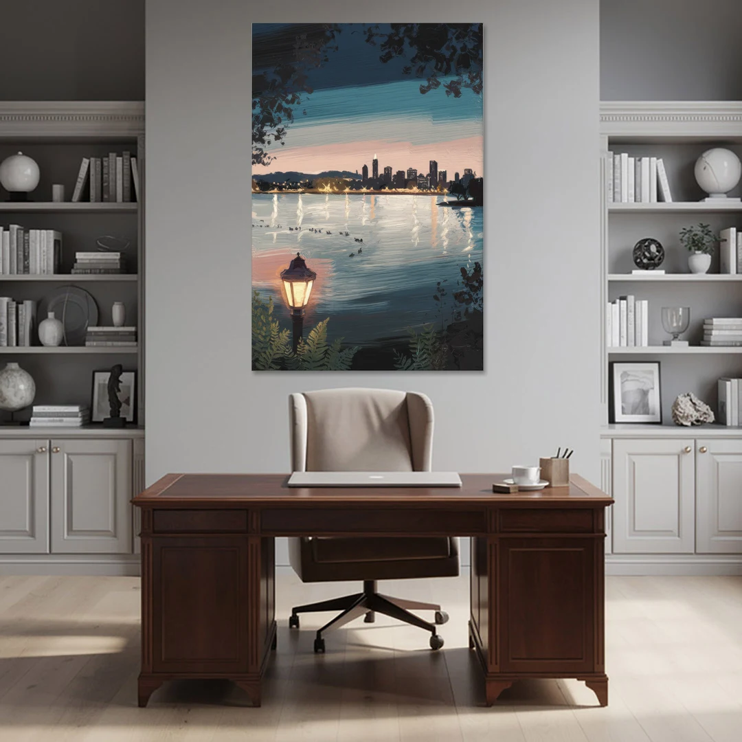 Oakland Lake Merritt Reflection - Canvas Wall Art - Office - 40x60
