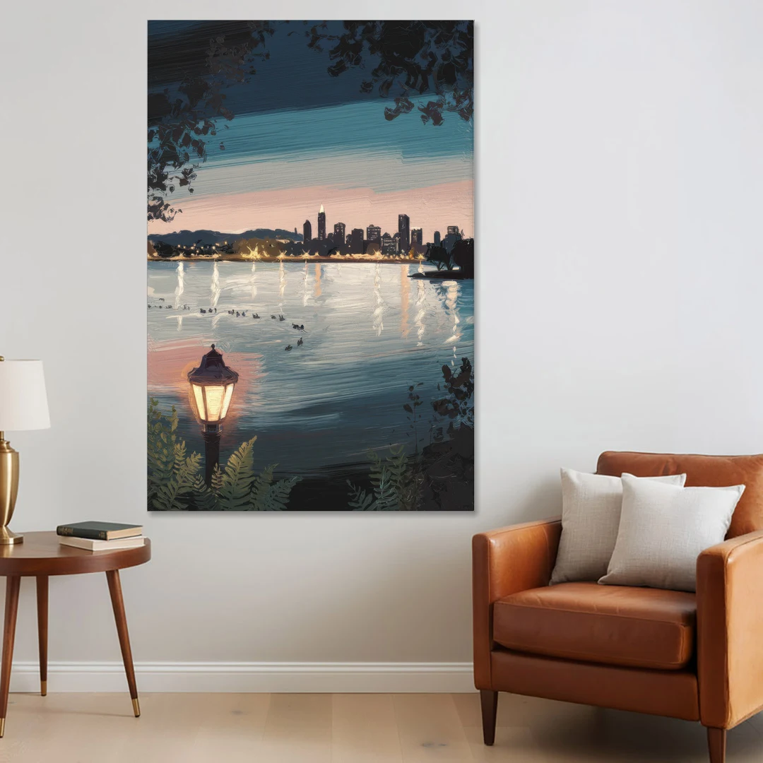 Oakland Lake Merritt Reflection - Canvas Wall Art - Sofa - 40x60